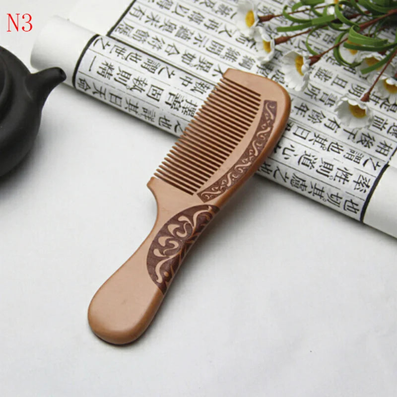 Natural Peach Wood Comb Close Teeth Anti-Static Head Massage Hair HealthTools