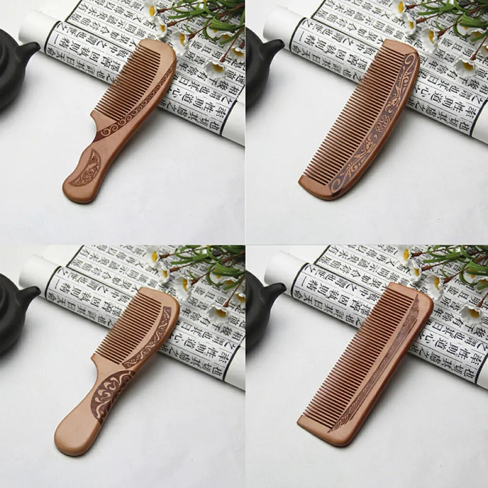 Natural Peach Wood Comb Close Teeth Anti-Static Head Massage Hair HealthTools