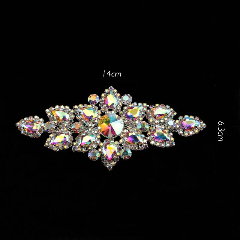 QIAO Sewing On Rhinestone Applique 1 pcs Silver Base Clear Crystal Rhinestones DIY Wedding Evening Dress
