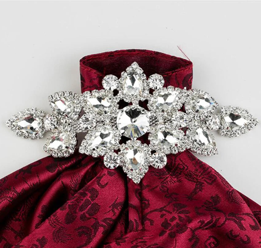 QIAO Sewing On Rhinestone Applique 1 pcs Silver Base Clear Crystal Rhinestones DIY Wedding Evening Dress