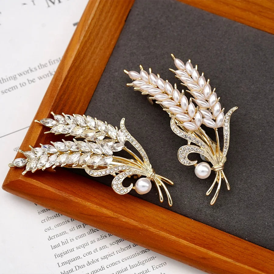 Korean version of flower crystal spring hair clips for women's fashion retro elegant ponytail horizontal chuck headdress jewelry
