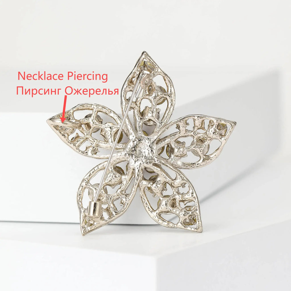 Rhinestone Hollow Camellia Brooches for Women Unisex Pearl Plant Flower Pins Office Party Friend Funny Gifts Jewelry Accessories