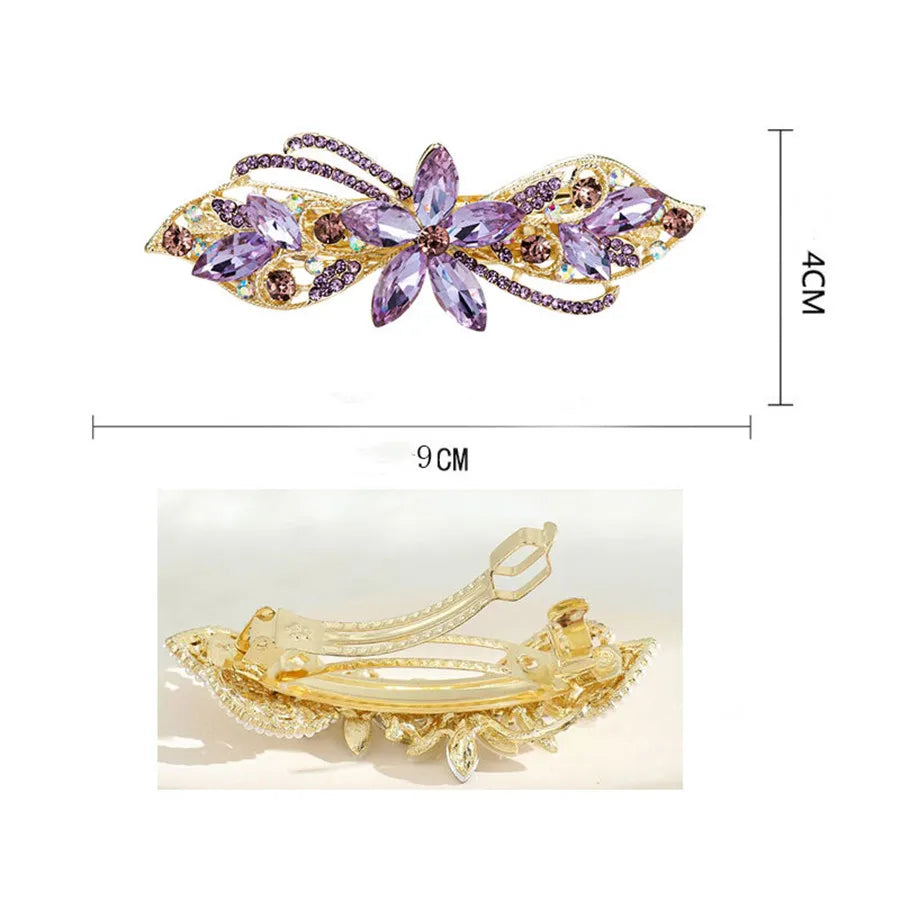 New Korean style crystal mother hair clip fashion ladies flower rhinestone ponytail spring clip top clip headband hair accessory