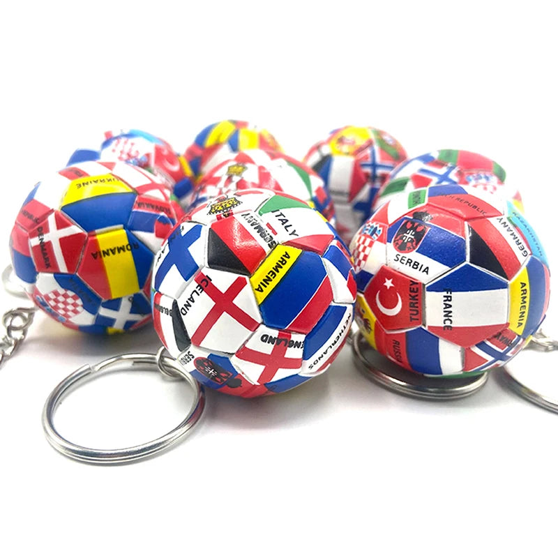 Simulation Sports Football Pendant Keychain Thirty-two Countries Ball Flag Key Chain For Car  Bag Backpack Accessories Gift