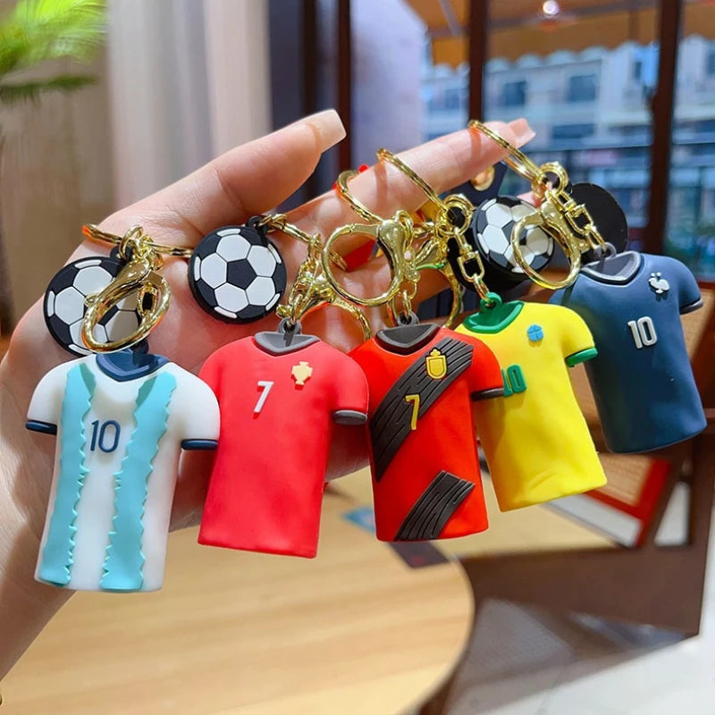 Football Jersey Keychain Sports Series Car Key Ring Bag Charm Pendant Mini Souvenir Gift For Fans