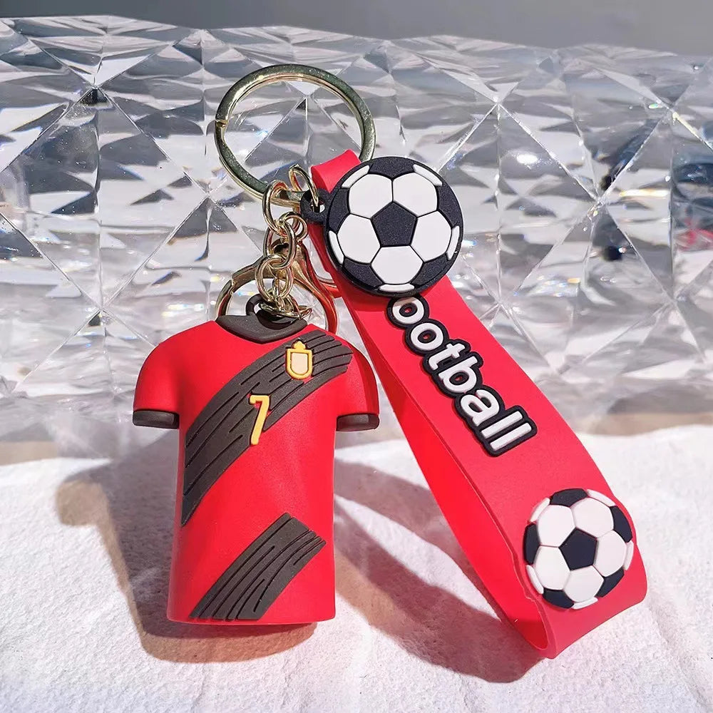 Football Jersey Keychain Sports Series Car Key Ring Bag Charm Pendant Mini Souvenir Gift For Fans