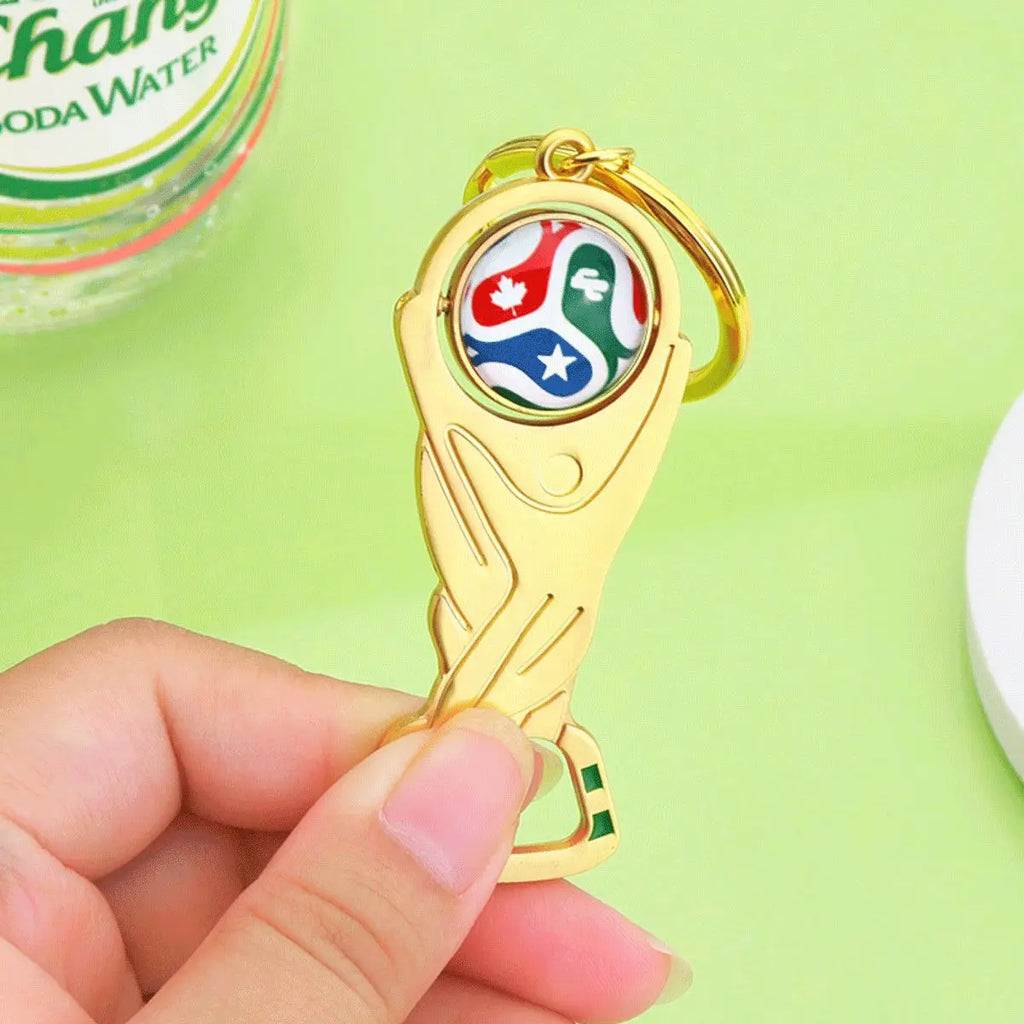 2026 World Football Keychain Bottle Opener Football Fan Commemorative Supplies Hand Gift Creative Football Keychain