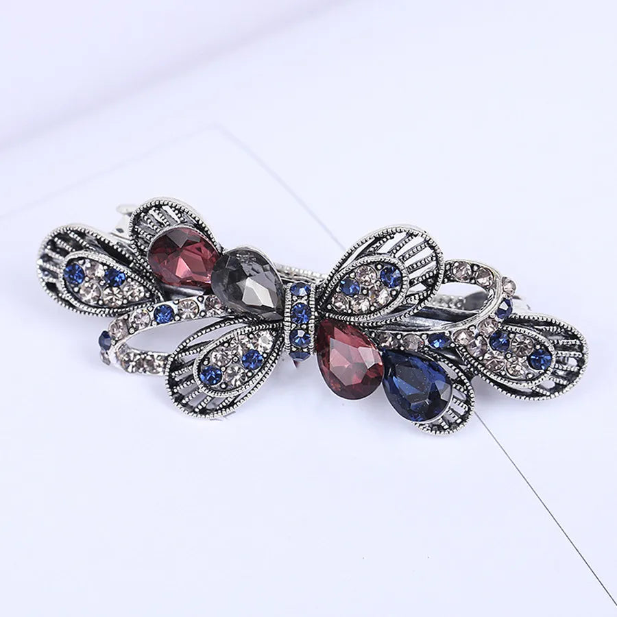 New Korean style crystal mother hair clip fashion ladies flower rhinestone ponytail spring clip top clip headband hair accessory