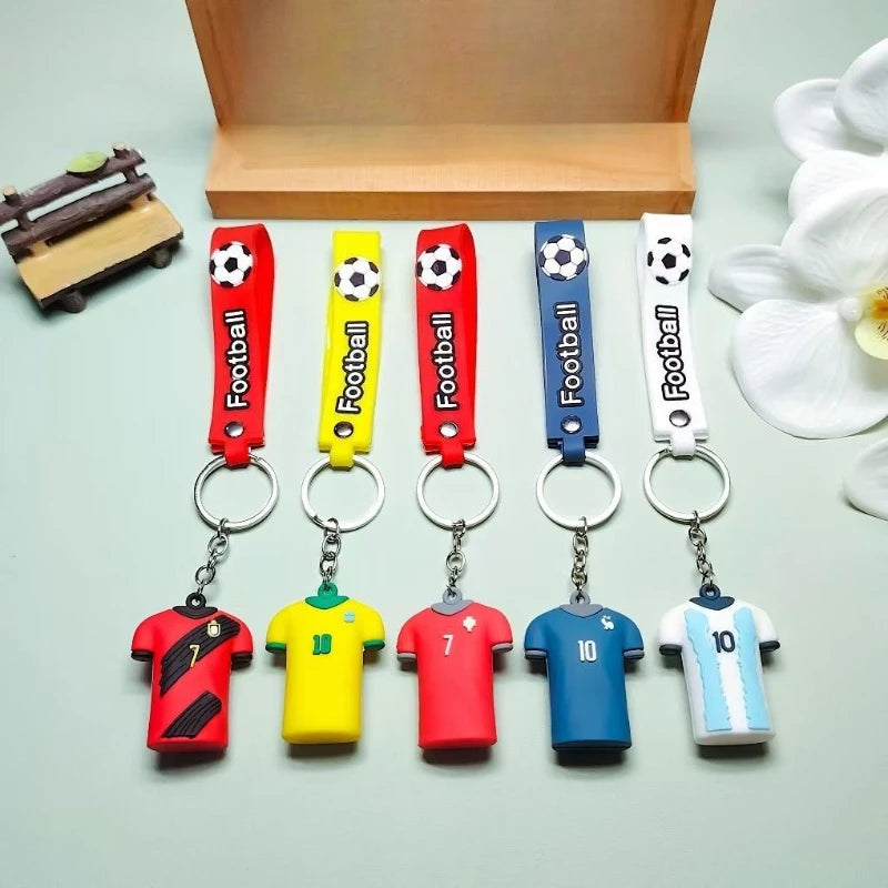 Football Jersey Keychain Sports Series Car Key Ring Bag Charm Pendant Mini Souvenir Gift For Fans