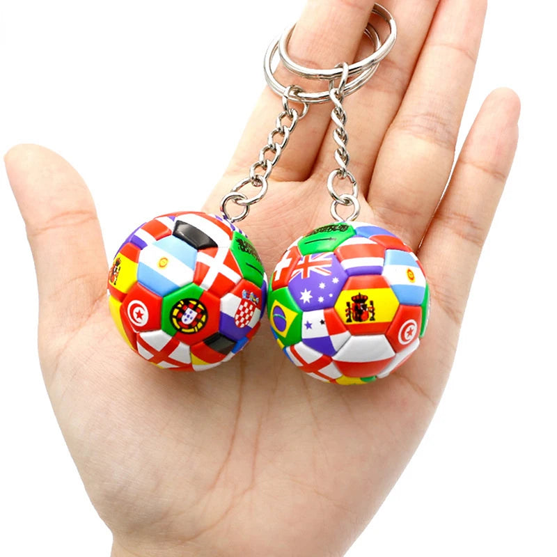 Simulation Sports Football Pendant Keychain Thirty-two Countries Ball Flag Key Chain For Car  Bag Backpack Accessories Gift