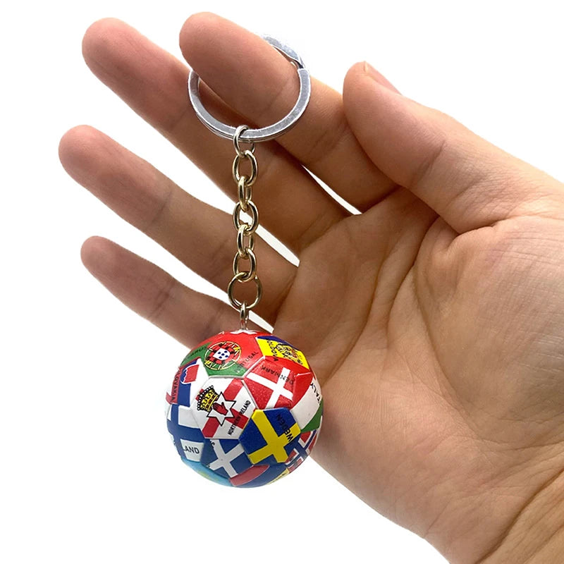Simulation Sports Football Pendant Keychain Thirty-two Countries Ball Flag Key Chain For Car  Bag Backpack Accessories Gift