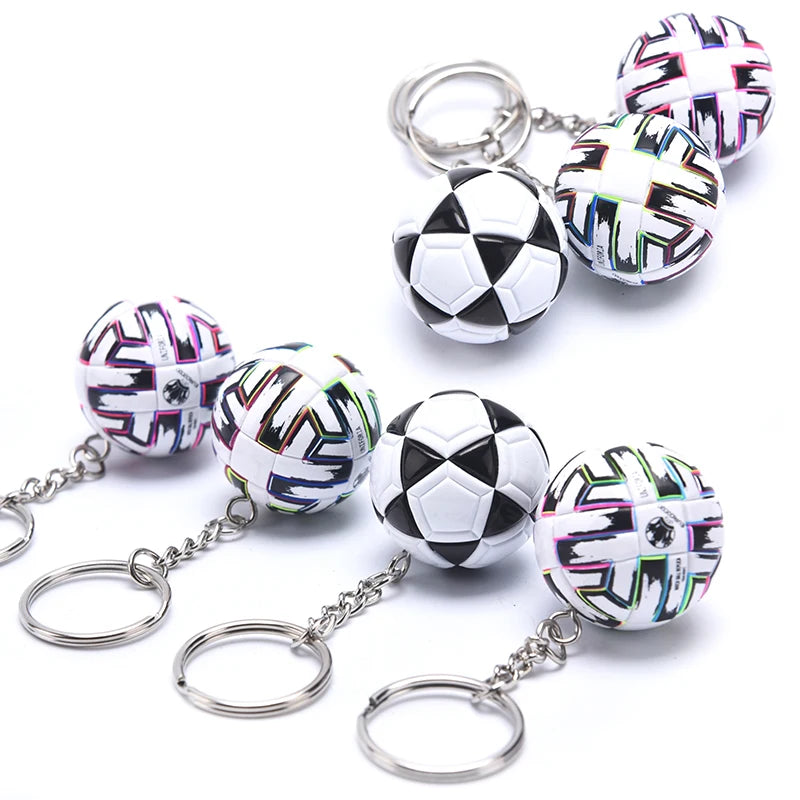 1PC PU Leather 3D Football Souvenir Key Chain Men Women Soccer Fans Keychain Bag Pendant Key Ring Boyfriend Gift Accessories