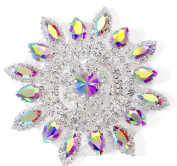 QIAO Sewing On Rhinestone Applique 1 pcs Silver Base Clear Crystal Rhinestones DIY Wedding Evening Dress