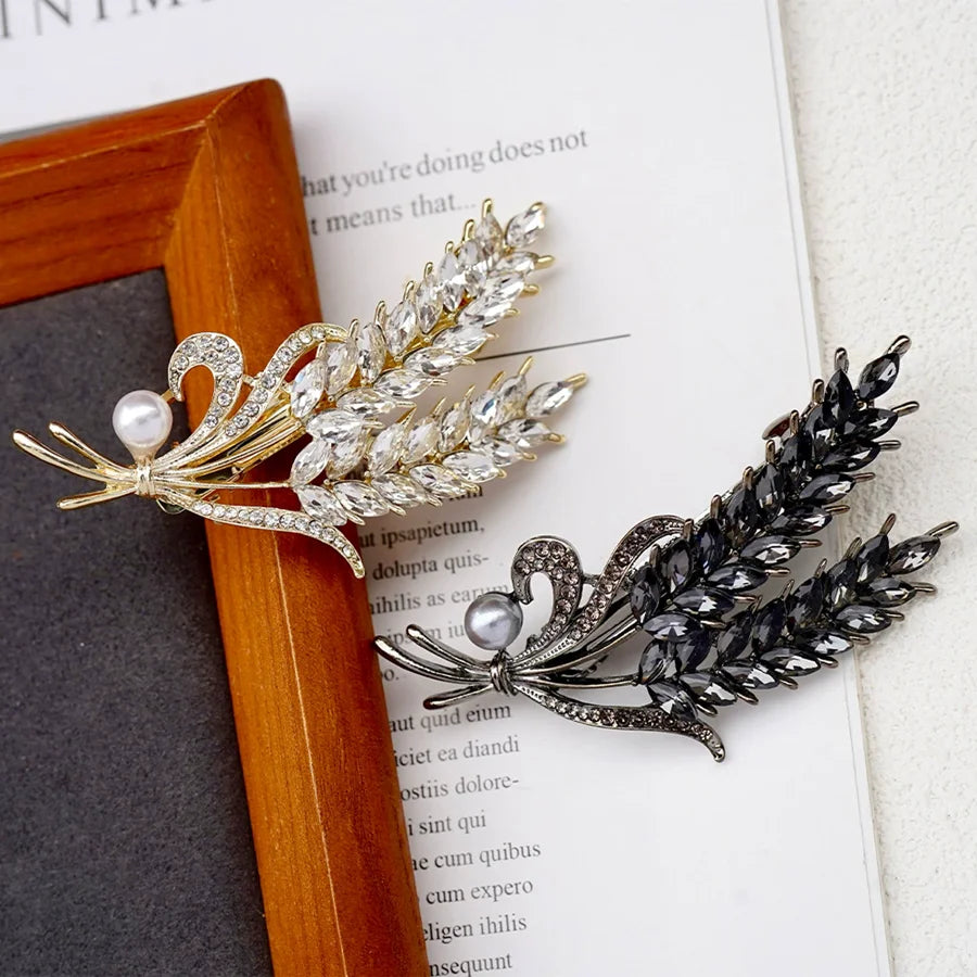Korean version of flower crystal spring hair clips for women's fashion retro elegant ponytail horizontal chuck headdress jewelry