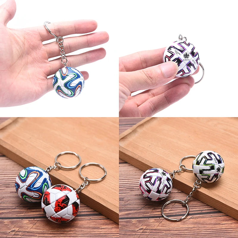 1PC PU Leather 3D Football Souvenir Key Chain Men Women Soccer Fans Keychain Bag Pendant Key Ring Boyfriend Gift Accessories