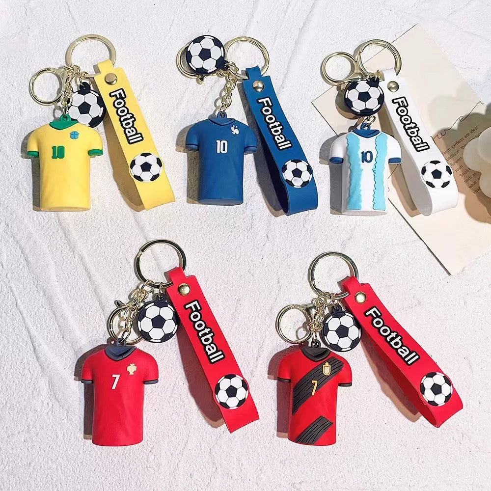 Football Jersey Keychain Sports Series Car Key Ring Bag Charm Pendant Mini Souvenir Gift For Fans