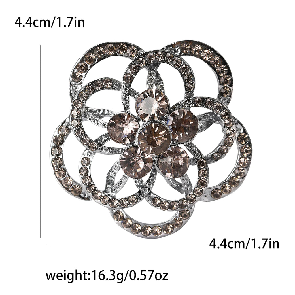 Rhinestone Hollow Camellia Brooches for Women Unisex Pearl Plant Flower Pins Office Party Friend Funny Gifts Jewelry Accessories